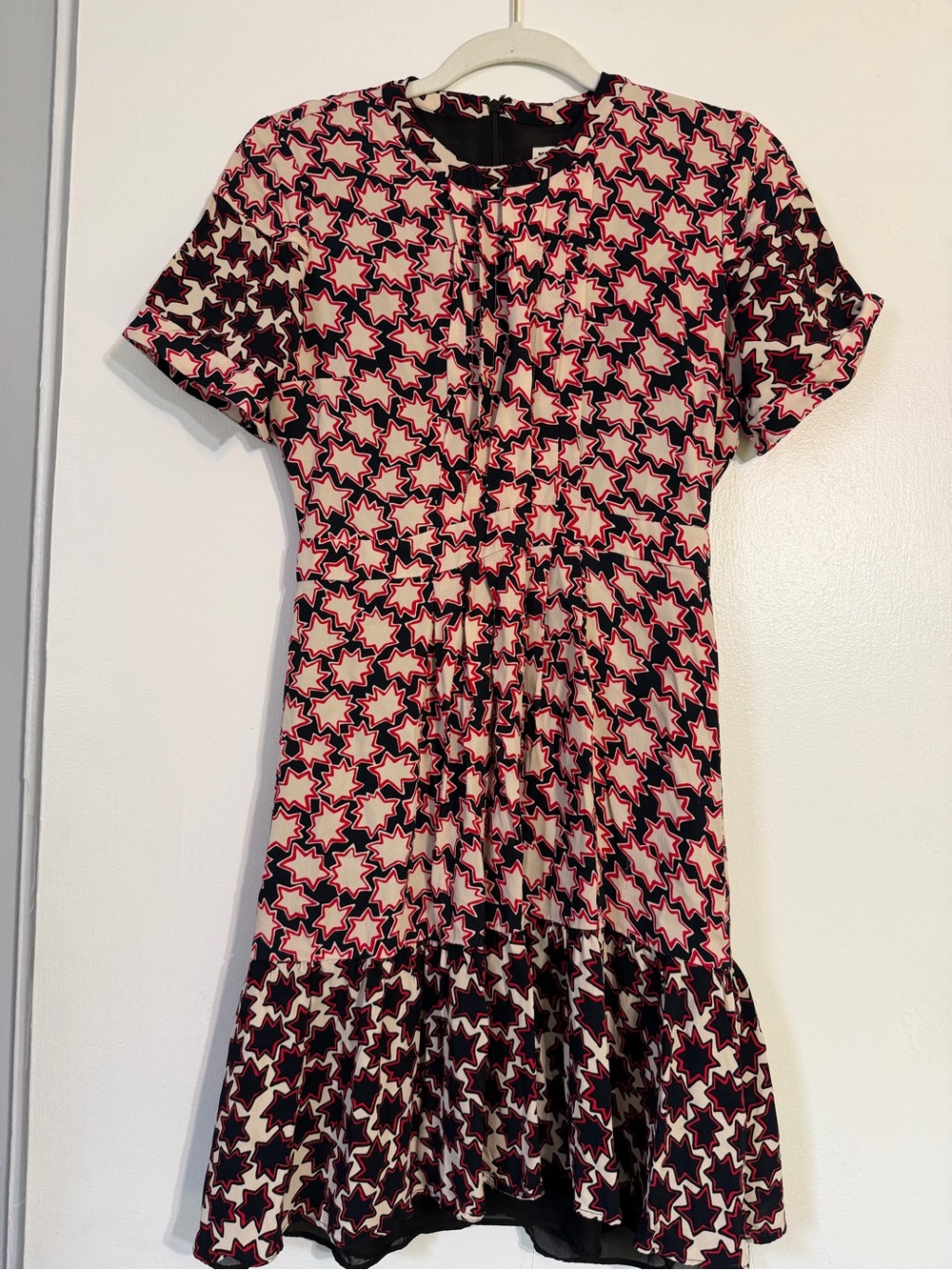 Whistles Pink, Black and Cream Star-Print Short Sleeve Dress